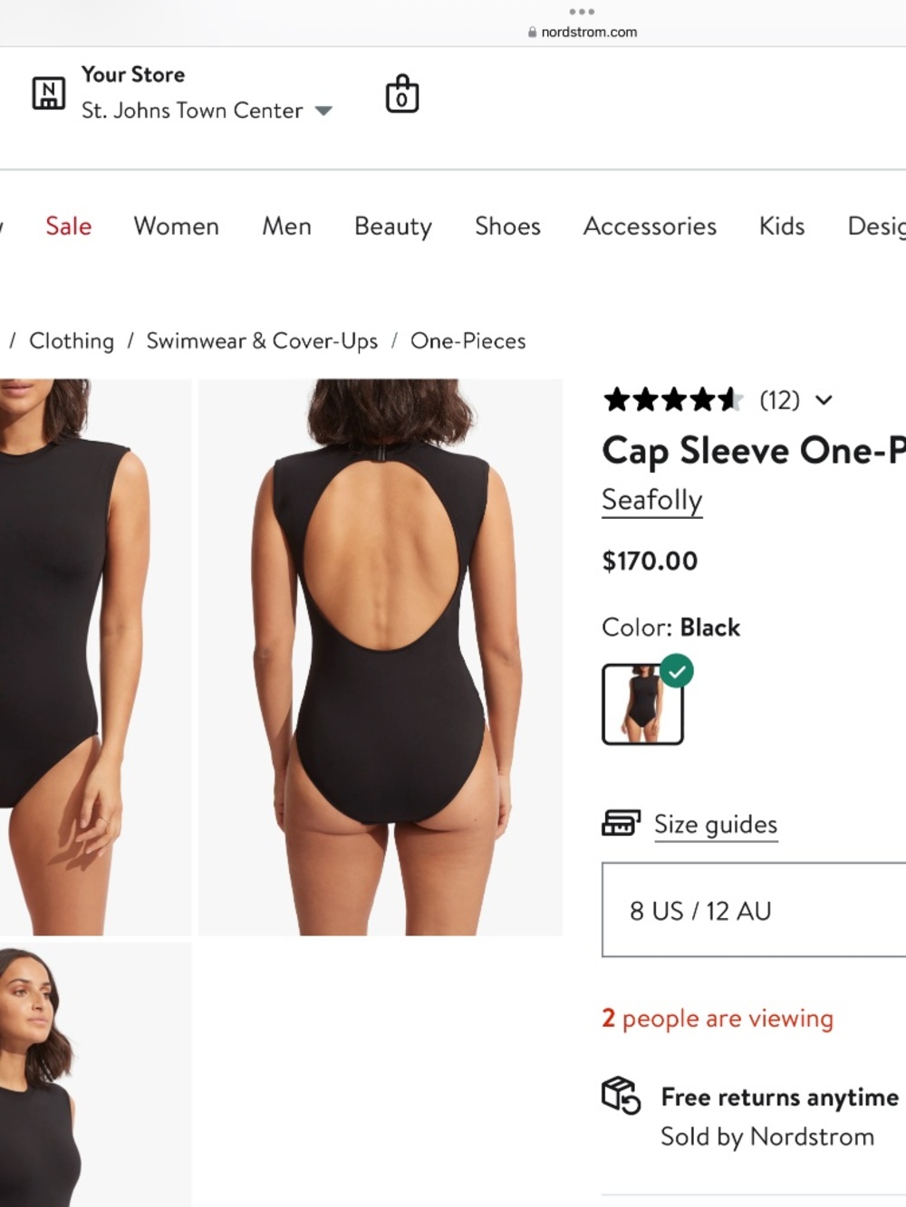 VACATION 🆕 SEAFOLLY BLACK CAP SLEAVE BLACK ONE PIECE - Picture 12 of 12